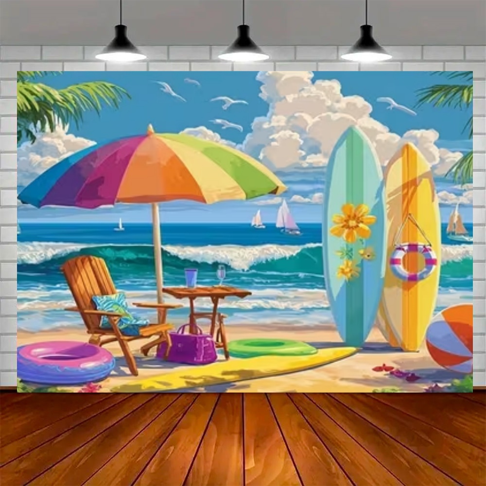 Summer Surfboard Theme Backdro - Outdoor Sport Background review and price